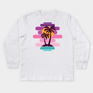 Palm trees at sunset Kids Long Sleeve T-Shirt